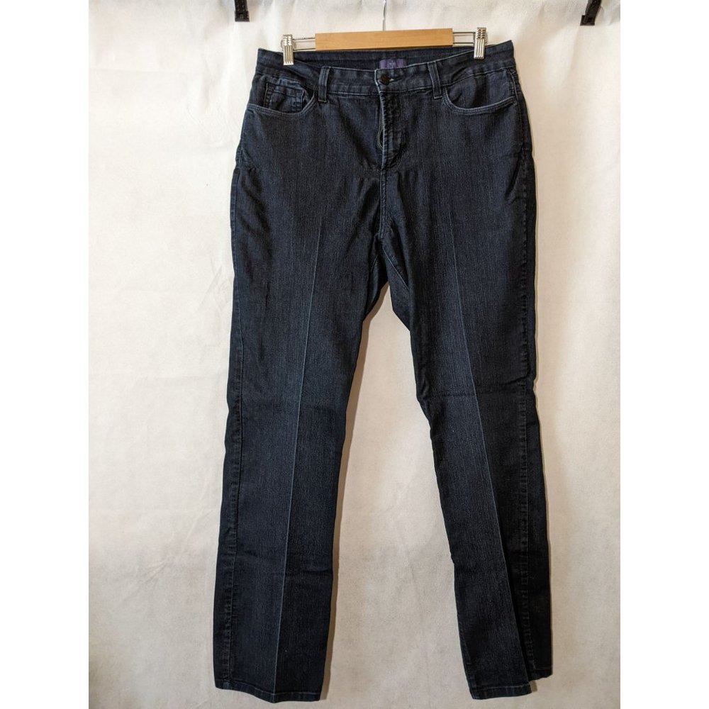NYDJ Blue Dark Wash Cotton-Blend Straight Leg Denim Jeans Size 16